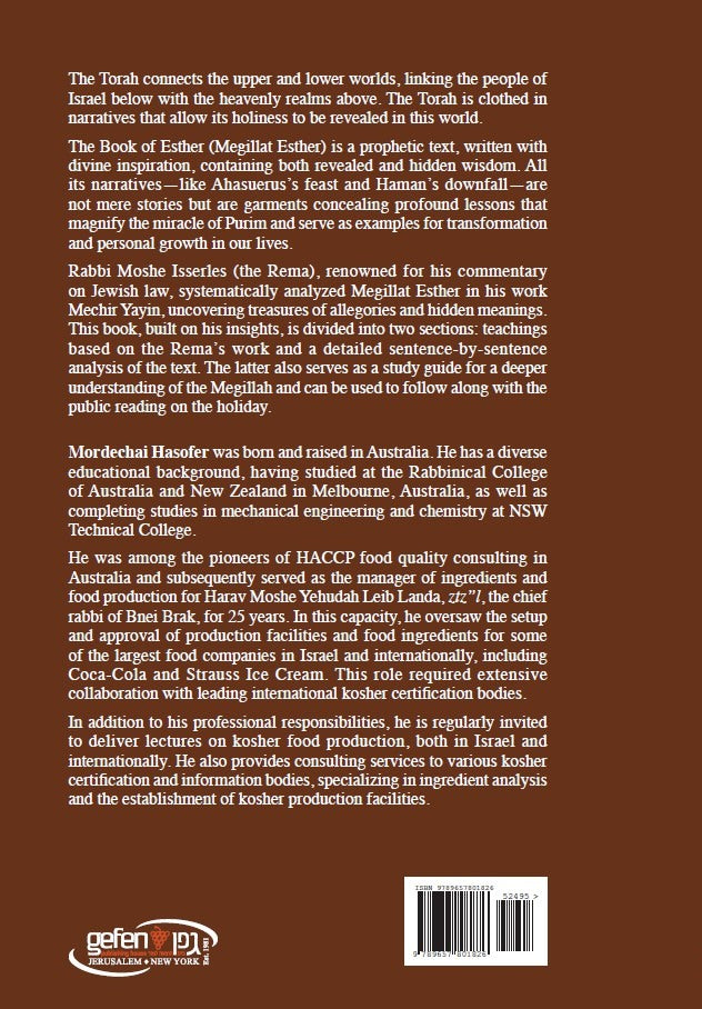 A Guide For Life Through the Eyes of the Book of Esther by Mordechai Hasofer – back cover