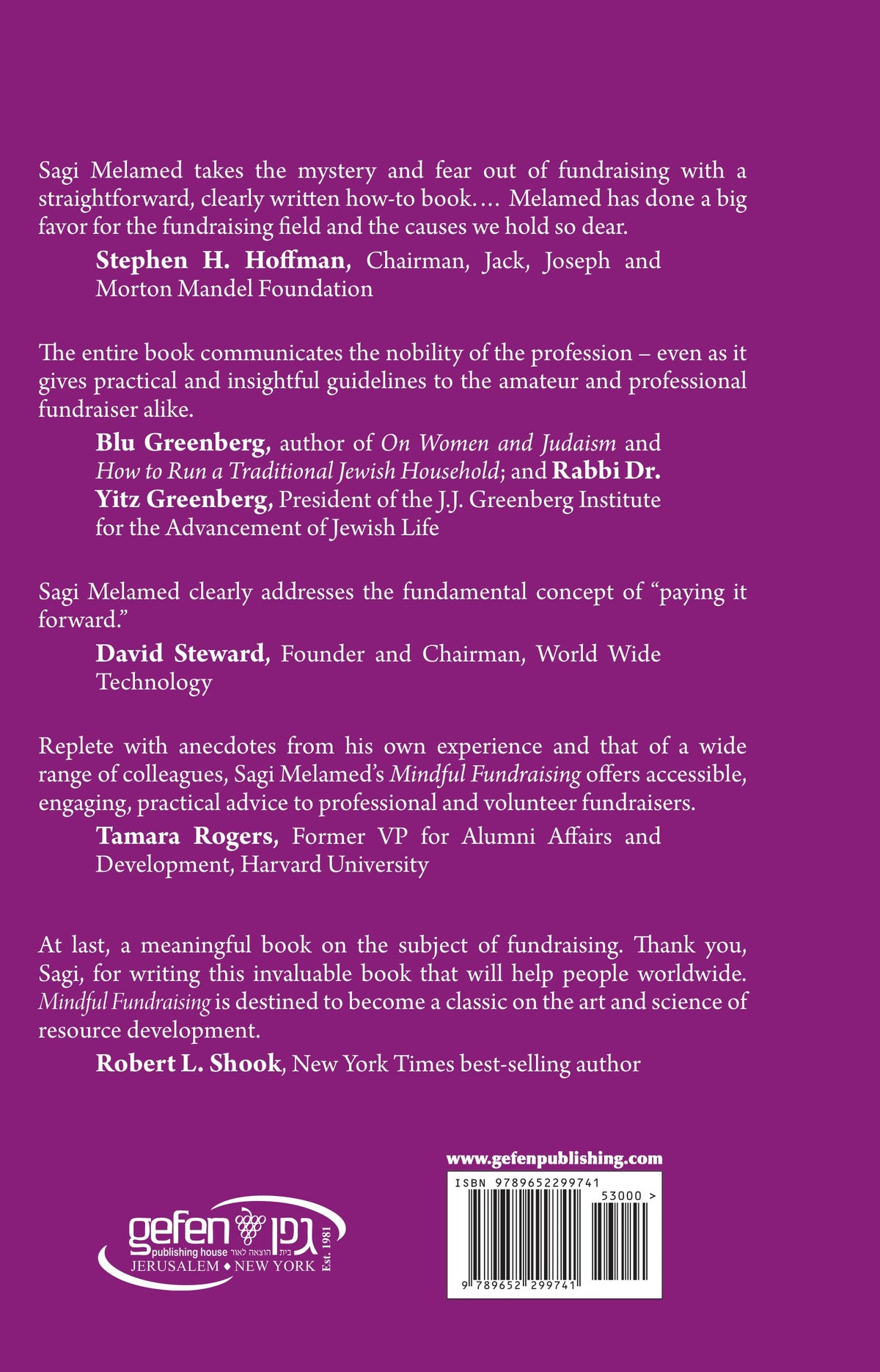 Mindful Fundraising by Sagi Melamed – back cover
